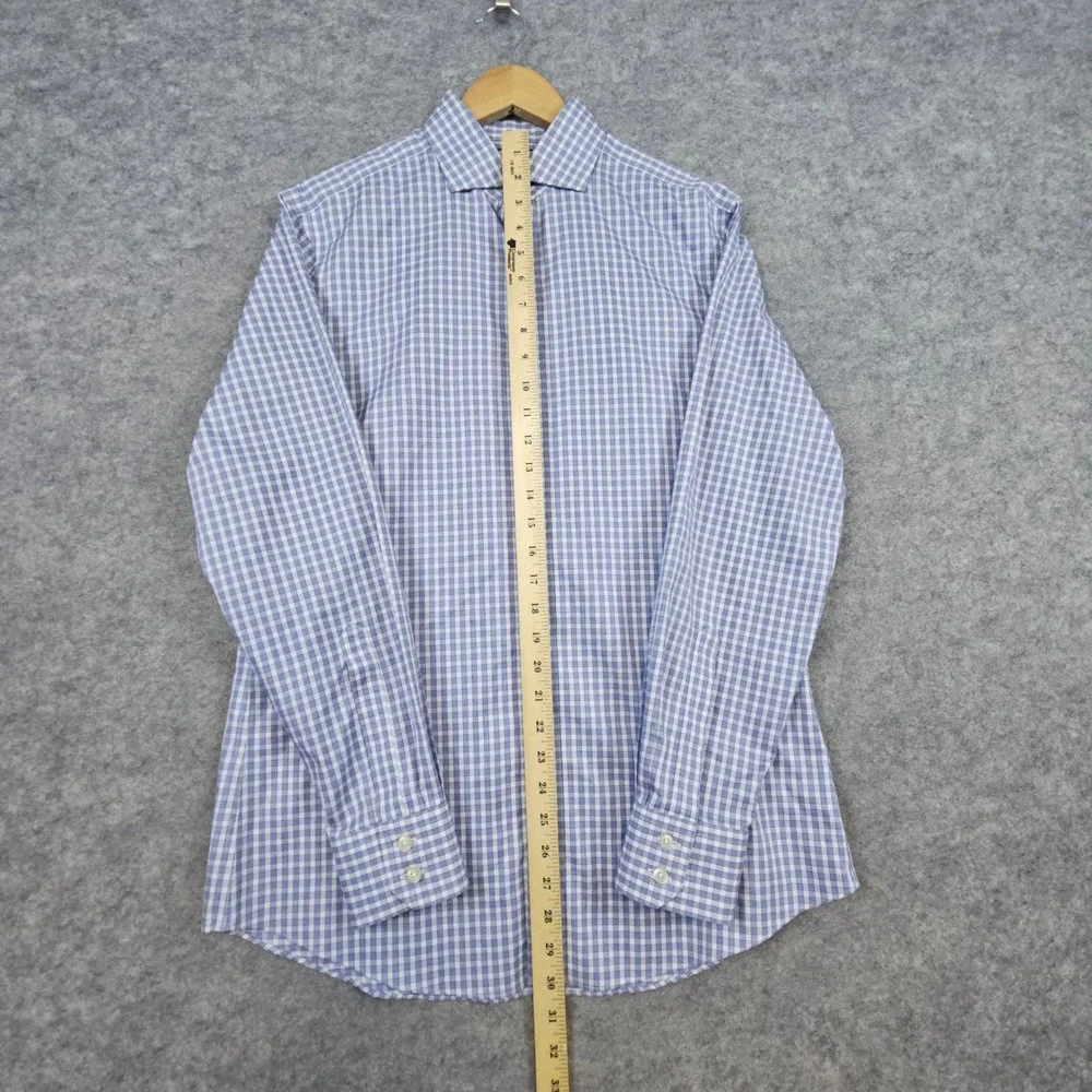 Charles Tyrwhitt Men's Blue & White Checks Size M 15 1/2 - 34 Dress Shirt STAINS
